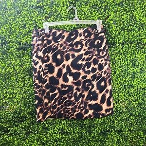 Calvin Klein Brown and Black Leopard Pencil Skirt